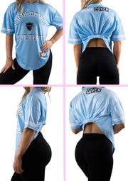 Women's Blue Jersey Pump Cover Activewear T-shirt